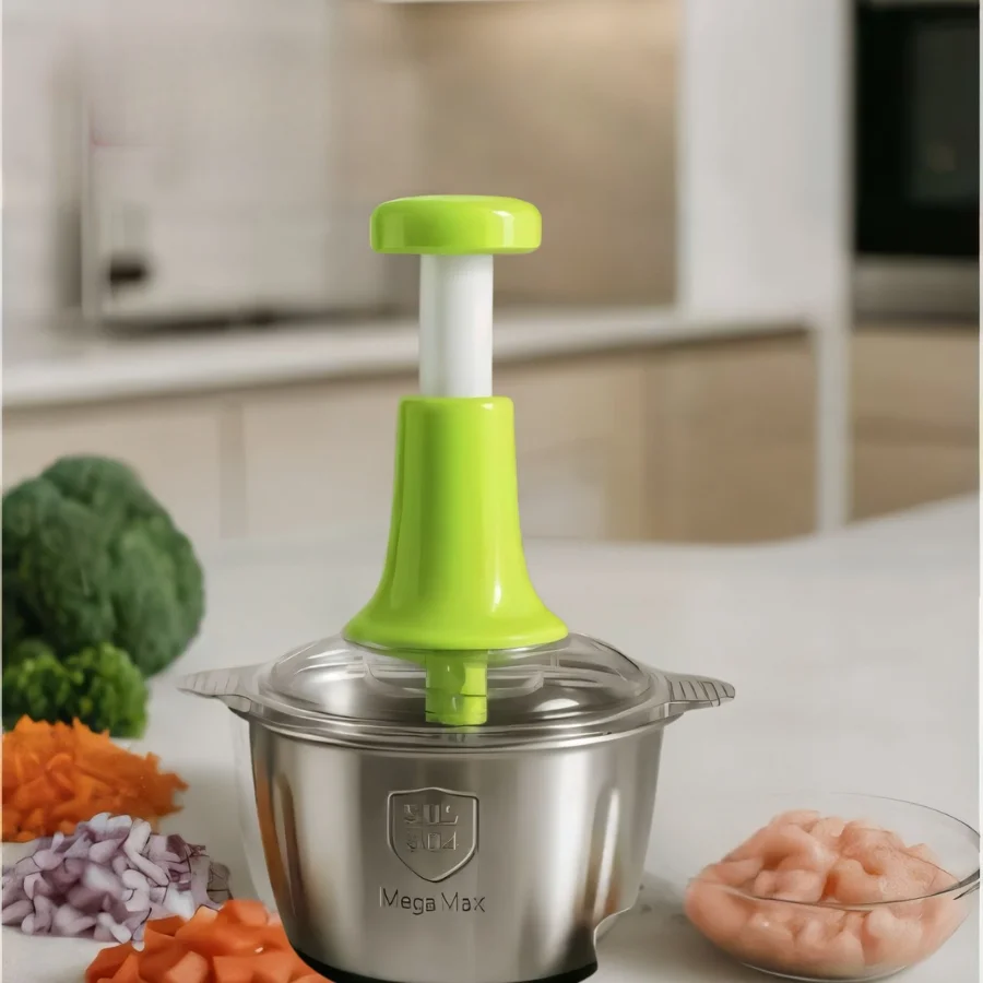 2L Manual Food Chopper | Stainless Steel Bowl & 4 Sharp Blades - Image 3