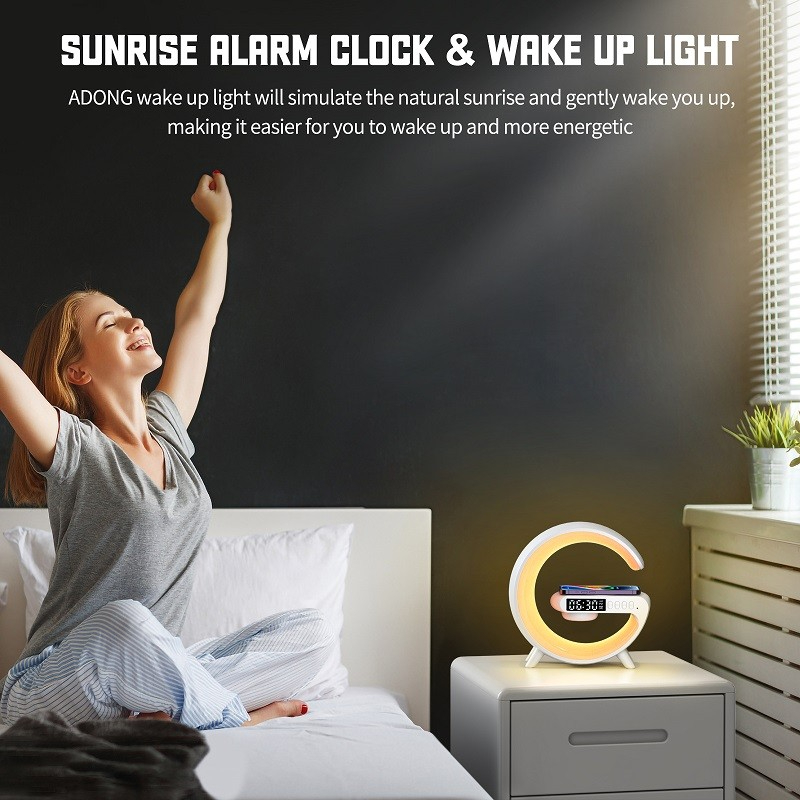 G63 Bluetooth Speaker with Wireless Charger | Atmosphere Wake-Up Light | Bedside Music Lamp | Multi-Mode Lighting - Image 2