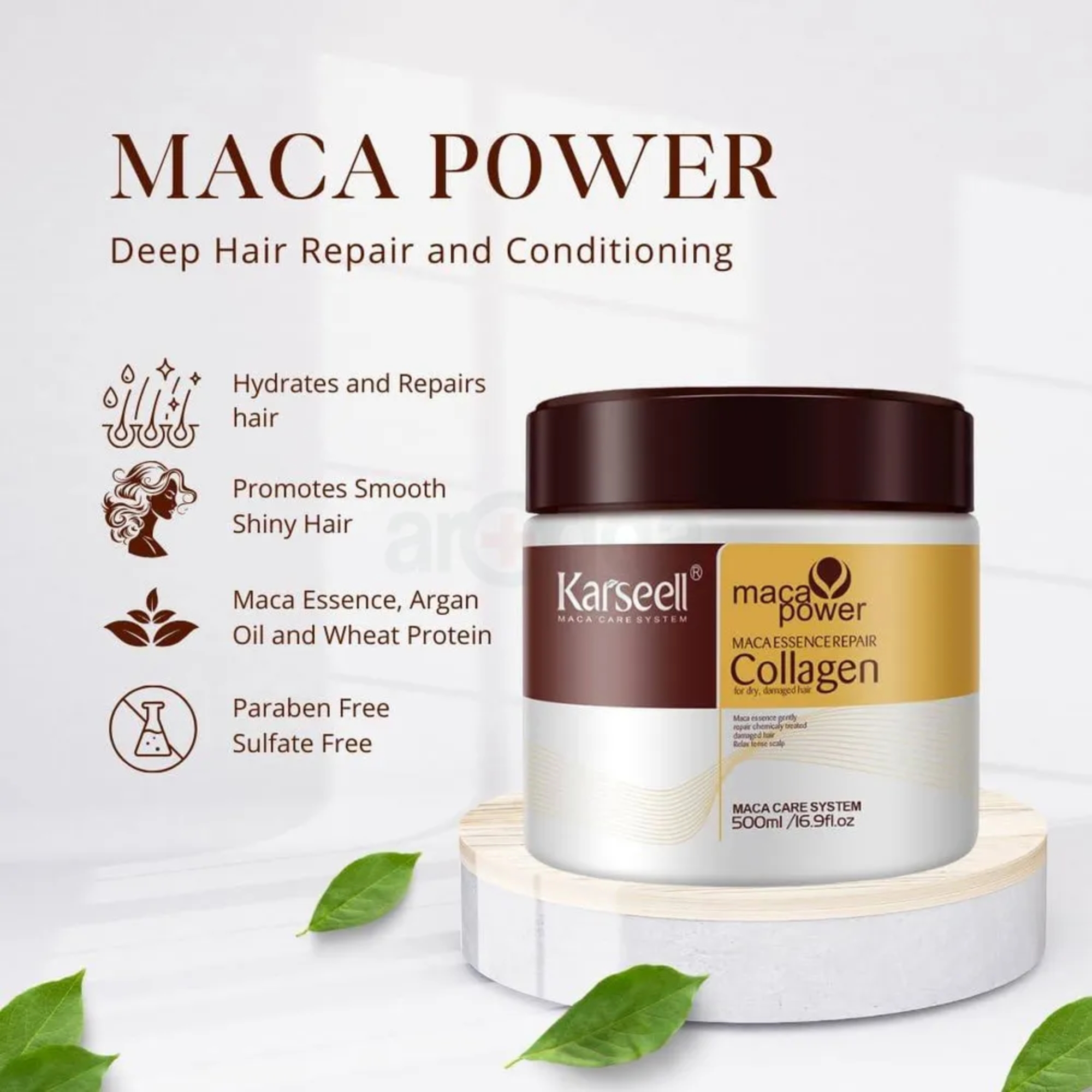 Karseell Collagen Deep Repair Hair Mask 500ml | Argan Oil & Collagen for Smooth, Shiny Hair - الصورة 4