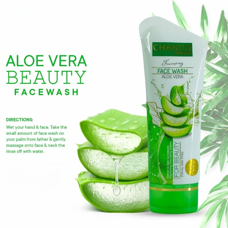 Face Wash | Chando Naturals Aloe Vera Beauty Face Wash 100ml Gentle Hydrating Cleanser for Sensitive Skin - Image 3