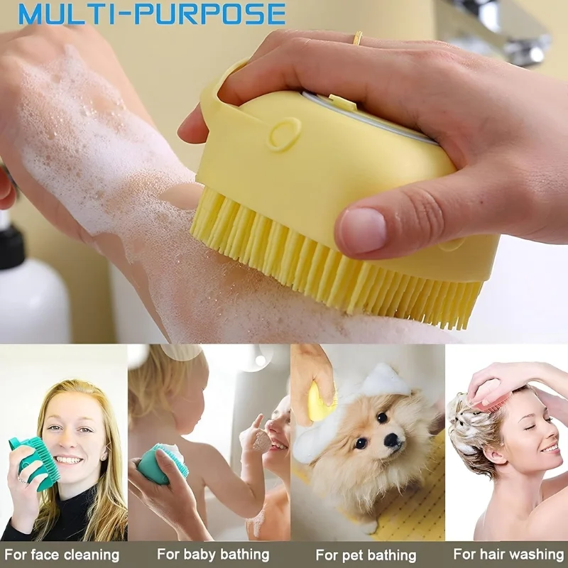 Soft Silicone Bath Brush with Hooks | Baby & Adult Body Scrubber | Random Color | With Box - Image 5