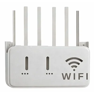 Light Gray WiFi Router Storage Box & Wall Mount Shelf  Universal Cable Organizer | Space-Saving Holder for Modem, Set-Top Box & Smart Devices | Home & Office Use