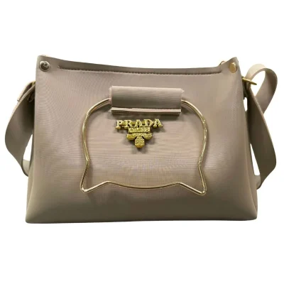 Beige Elegant Cat Handle Handbag for Girls & Ladies | Stylish Shoulder & Crossbody Bag with Gold Accents | Adjustable Strap