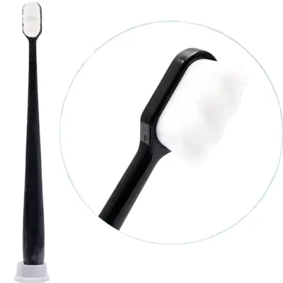 Nano Toothbrush with Travel Case | Ultra Soft Micro-Nano Bristles | For Sensitive Gums, Adults & Kids | Black