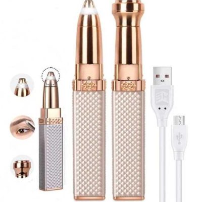 2-in-1 Flawless Facial Hair Remover & Eyebrow Trimmer | USB Rechargeable, Painless & Portable | Pink