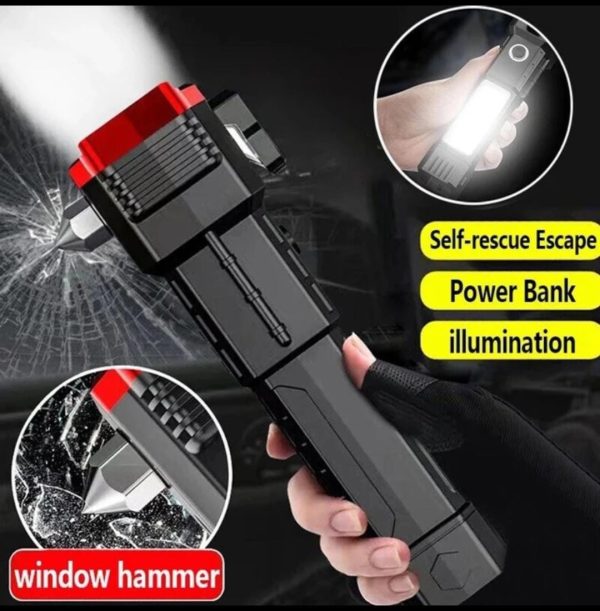 Rechargeable Tactical LED Flashlight | Power Bank with Safety Hammer - Image 5