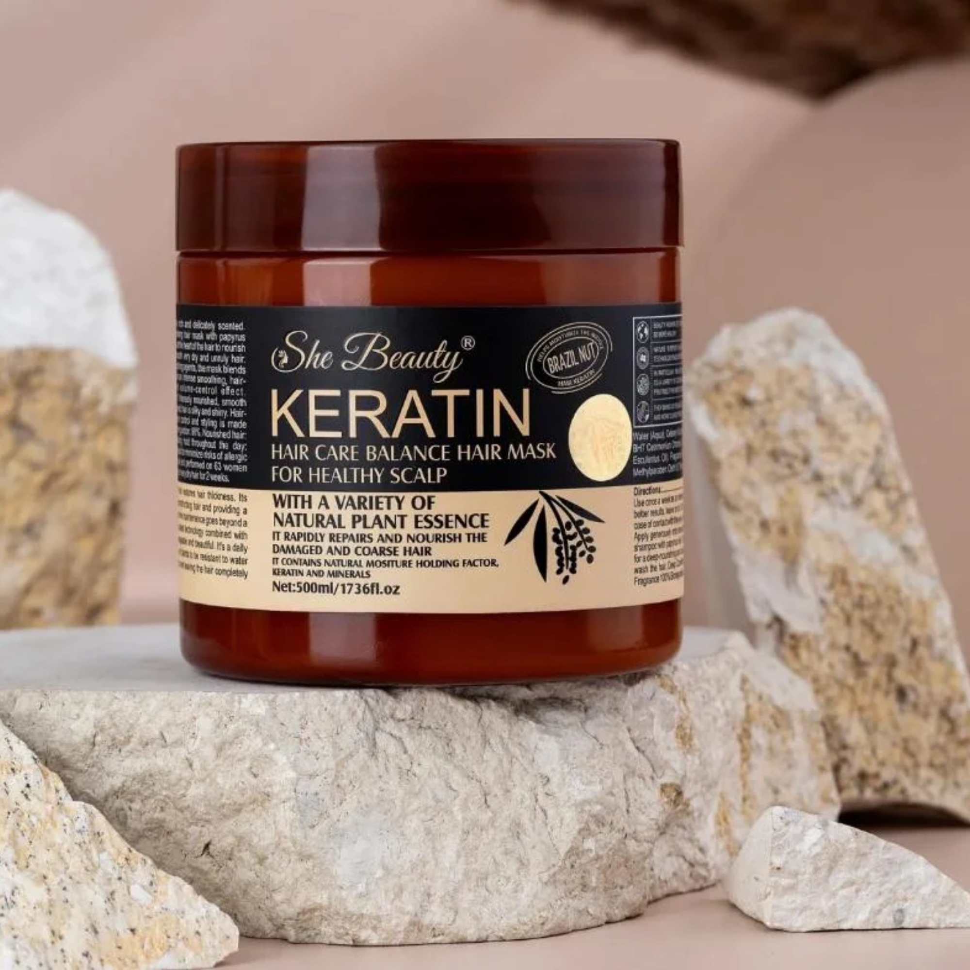 Brazil Nut Keratin Hair Mask 500ml | Nourishing, Strengthening & Smoothing Hair Treatment - Image 7
