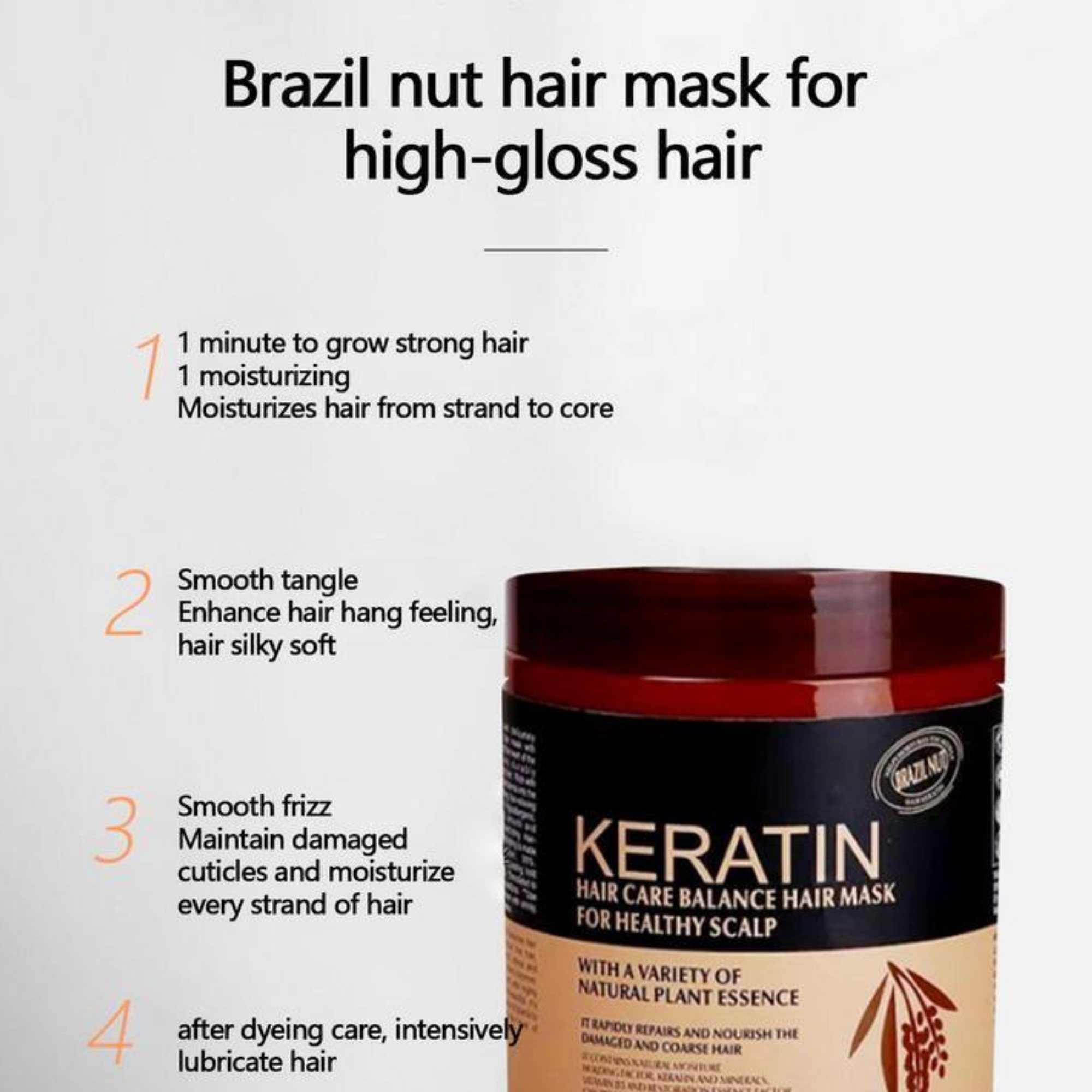 Brazil Nut Keratin Hair Mask 500ml | Nourishing, Strengthening & Smoothing Hair Treatment - Image 8