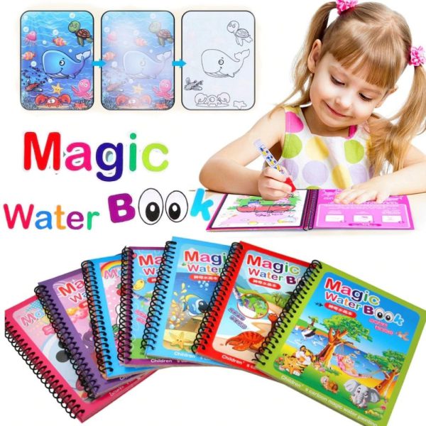Magic Coloring Book with Water Pen | Reusable & Mess-Free Fun for Kids | Dinosaur & Cartoon Designs - Image 5