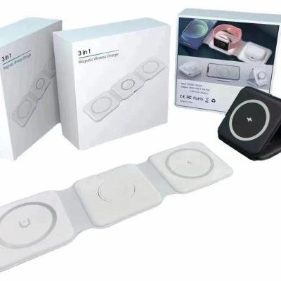 3-in-1 Foldable Magnetic Wireless Charger 15W Charging Station for iPhone Apple Watch and AirPods