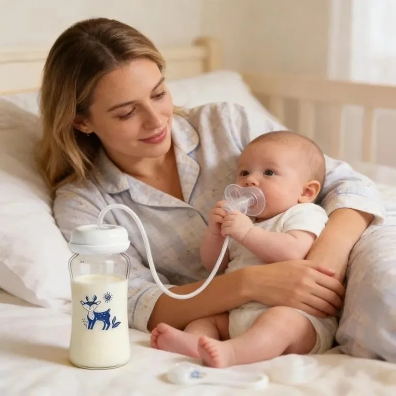 Hands-Free Baby Feeding Bottle | BPA-Free Anti-Colic Baby Milk Bottle with Silicone Straw | Leak-Proof Standard Neck Bottle |240ML - Image 5