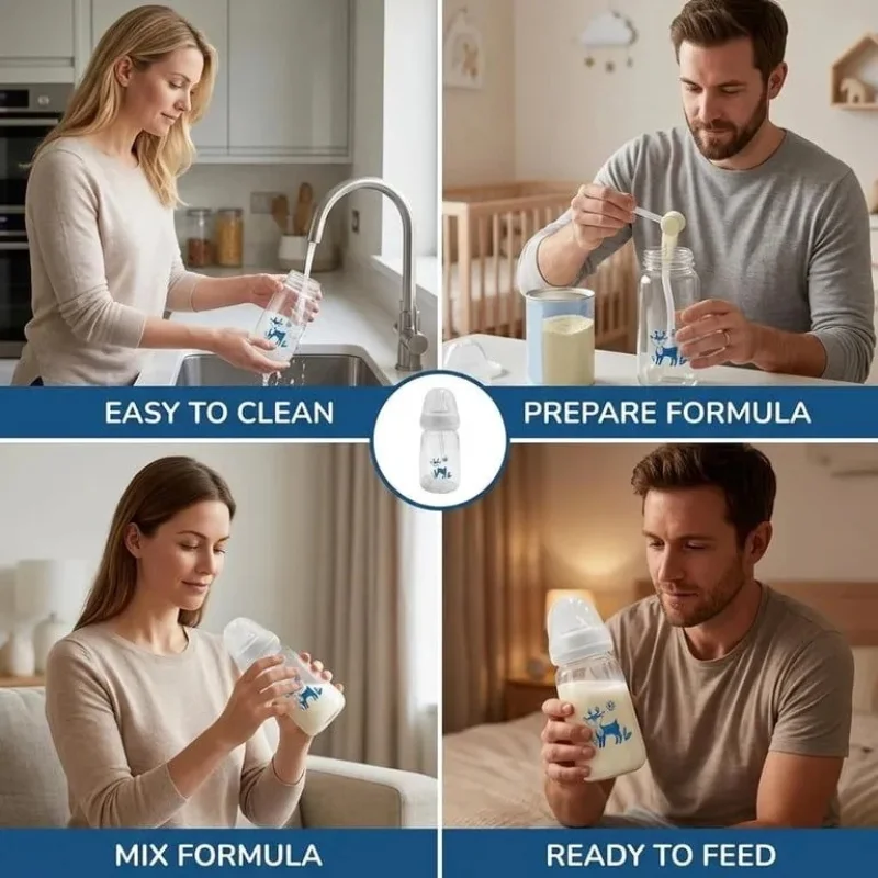 Hands-Free Baby Feeding Bottle | BPA-Free Anti-Colic Baby Milk Bottle with Silicone Straw | Leak-Proof Standard Neck Bottle |240ML - Image 4