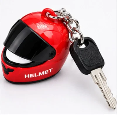 Mini Motorcycle Helmet Keychain with LED | Full Face Helmet Pendant with Movable Visor | Bike, Car & Backpack Key Ring | Random Color