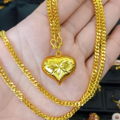 สร้อยคอลายเลสพร้อมจี้ความยาว 24 นิ้วสวมหัวได้