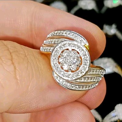 แหวนอลังรุ่นใหม่ ชุดA ฟรีไซส์ปรับขนาดได้ – ดอกไม้เพชรม้วน