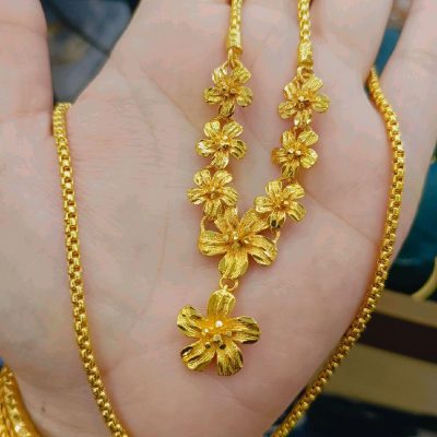 สร้อยดอกไม้โกลมาสเตอ สร้อยคอทองคำ ดีไซน์ดอกไม้ สวยงาม สำหรับผู้หญิง