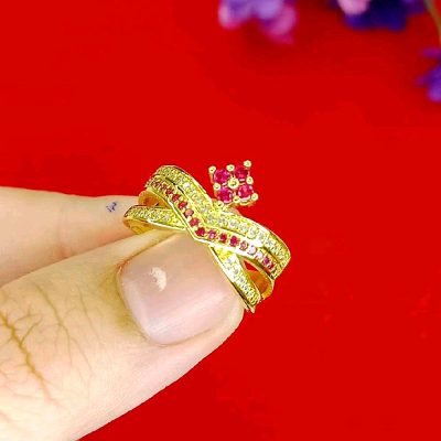 แบบแหวนสีชมพูหวานฉ่ำ 100 บาททุกวง ปรับขนาดได้ฟรีไซส์ – R12 มงกุฎทับทิม