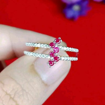 แบบแหวนสีชมพูหวานฉ่ำ 100 บาททุกวง ปรับขนาดได้ฟรีไซส์ – R28 ทับทิมลายใหญ่