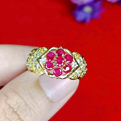 แบบแหวนสีชมพูหวานฉ่ำ 100 บาททุกวง ปรับขนาดได้ฟรีไซส์ – R29 ดอกไม้