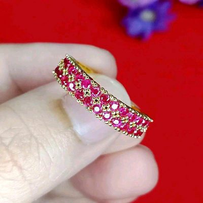 แบบแหวนสีชมพูหวานฉ่ำ 100 บาททุกวง ปรับขนาดได้ฟรีไซส์ – R37 ทับทิมสองแถว
